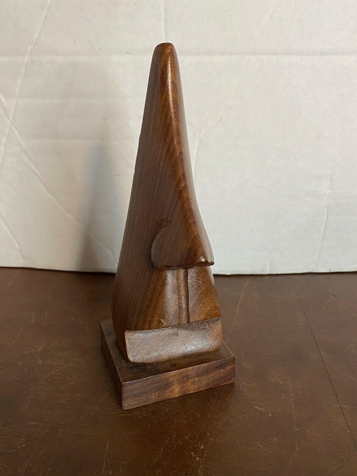 Hand Carved Wood Vintage Wood Walnut Tiki Statue Polynesian Nose Mouth Holder