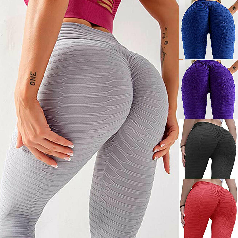 Women High Waist Yoga Pants Anti-cellulite Leggings Push Up Sports Gym Booty B16