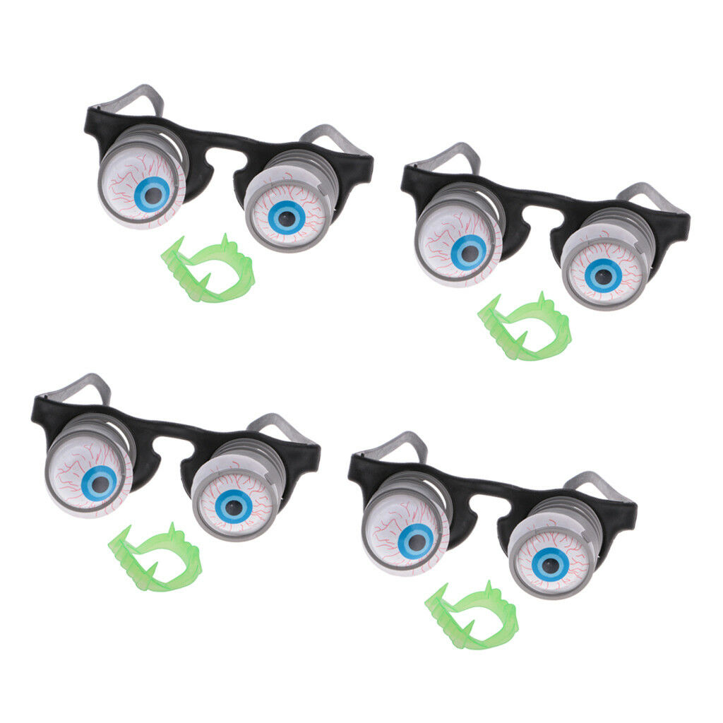 4pcs Pop Out Eye Glasses Blood Eye Balls Glasses Halloween Costume Party Toy