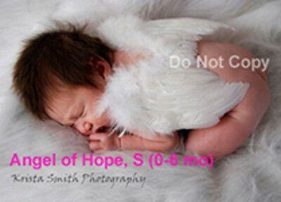 0-6m Newborn Baby Infant Size Costume Feather Wings Free Halo Bonus Photo Frame
