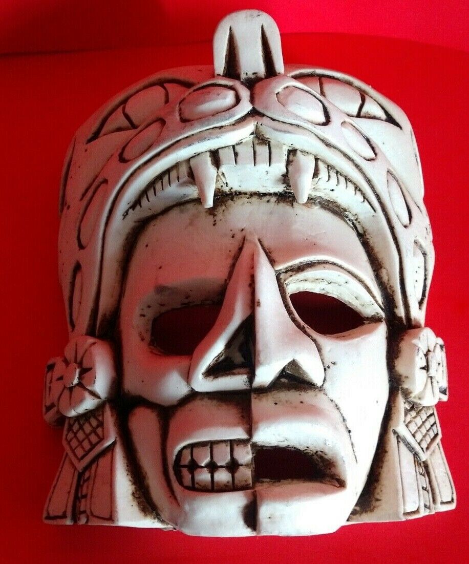Decorative Aztec Ceramic Tribal Hanging Mask Vintage Art