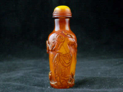 Good Quality Chinese Beeswax Hand Carved *figure & Bird* Snuff Bottle Ww002