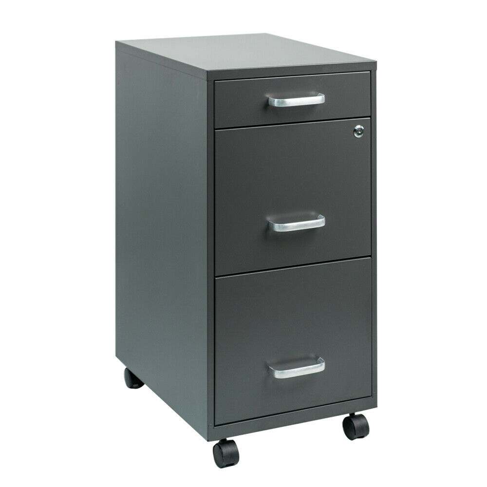 Mobile File Cabinet With Lock Sliding Office Vertical 3-drawer Filing Cabinet