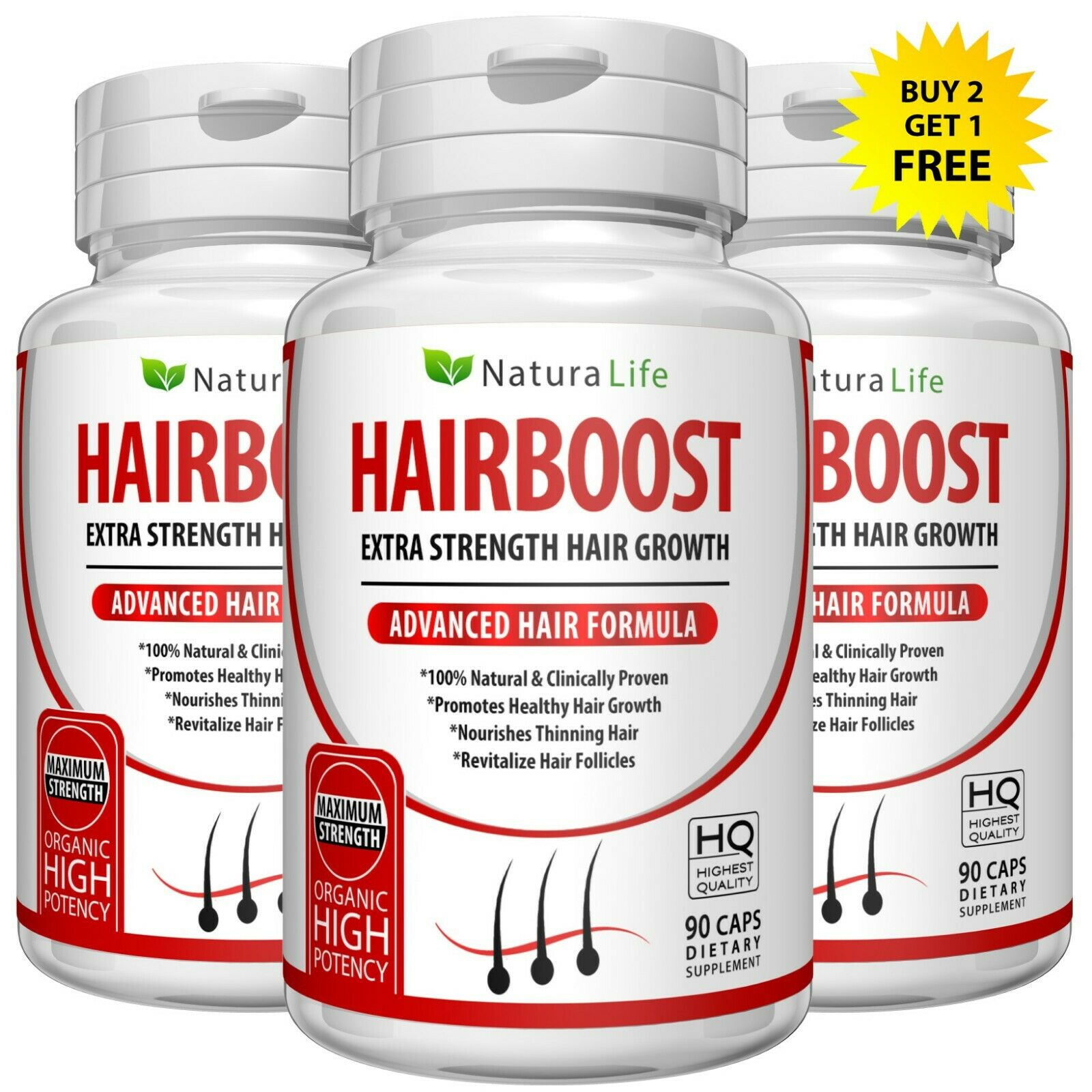 90 Extra Strength Hair Growth Pills Advanced Herbal Vitamins Formula Dht Blocker