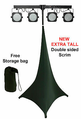 Black Extra Tall Spandex Lycra Speaker Scrim Dj Tripod Stand Cover Double Sided