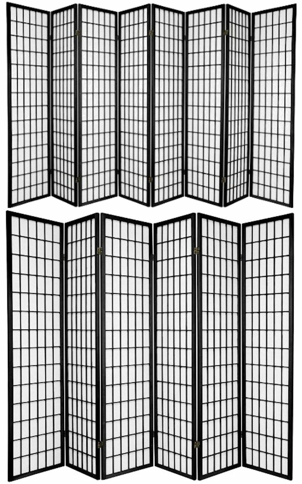 3,4,5,6,8, 10 Panel Japanese Oriental Style Shoji Screen Room Divider Black