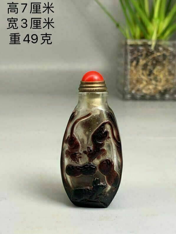 Chinese Collectible Coloured Glaze Snuff Bottle Goldfish Pattern Wp041