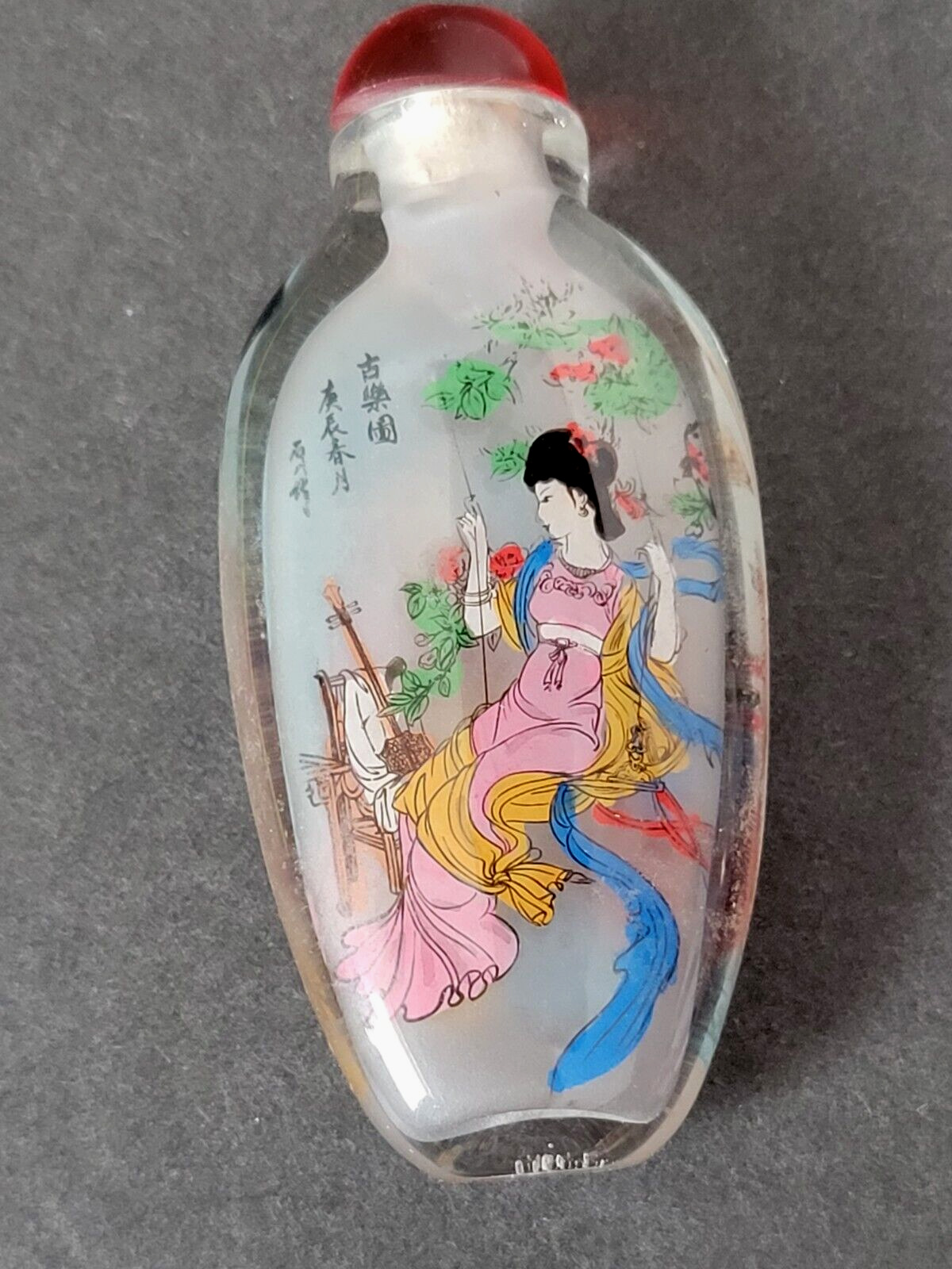 Reverse Painting Chinese Glass Snuff Container