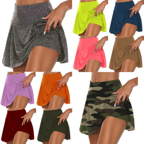 Women Athletic Pleated Tennis Golf Skirt With Short Workout Running Skort Pant H