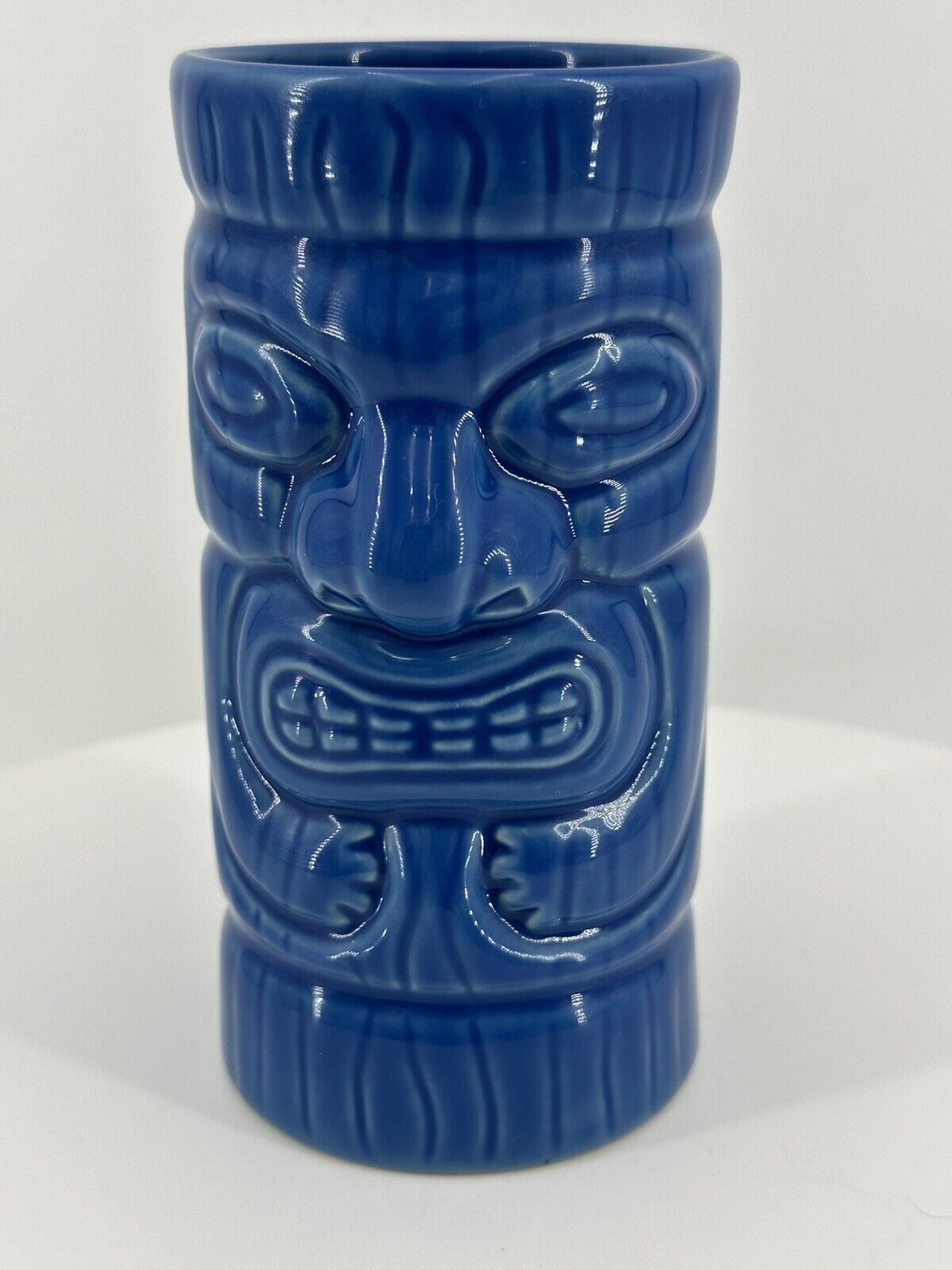 Tiki Bar Mug 3d Face Malibu Rum Blue, Nos, 12 Oz