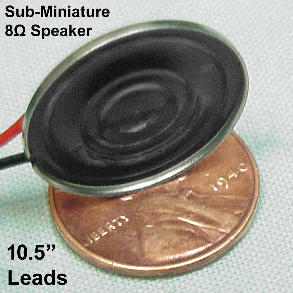 (2) Sub-miniature 8-ohm Speakers - Water Resistant Mylar Cone - 20 Mm Dia