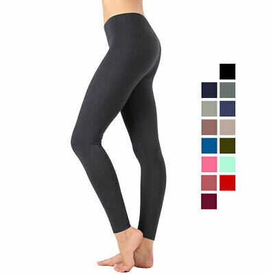 Premium Cotton Full Length Leggings Yoga Pants Stretchy Workout Basic Everyday