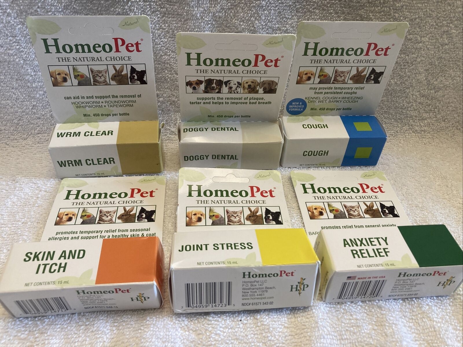 Homeopet Lot 6x 15ml Cough Dental Skin Wrm Stress Anxiety Remedy For Dogs Cats
