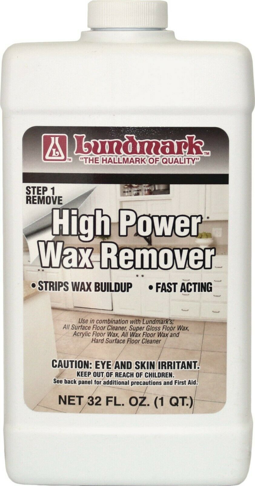 Lundmark High Power Wax Remover, Commercial Strength Floor Wax Stripper 32oz