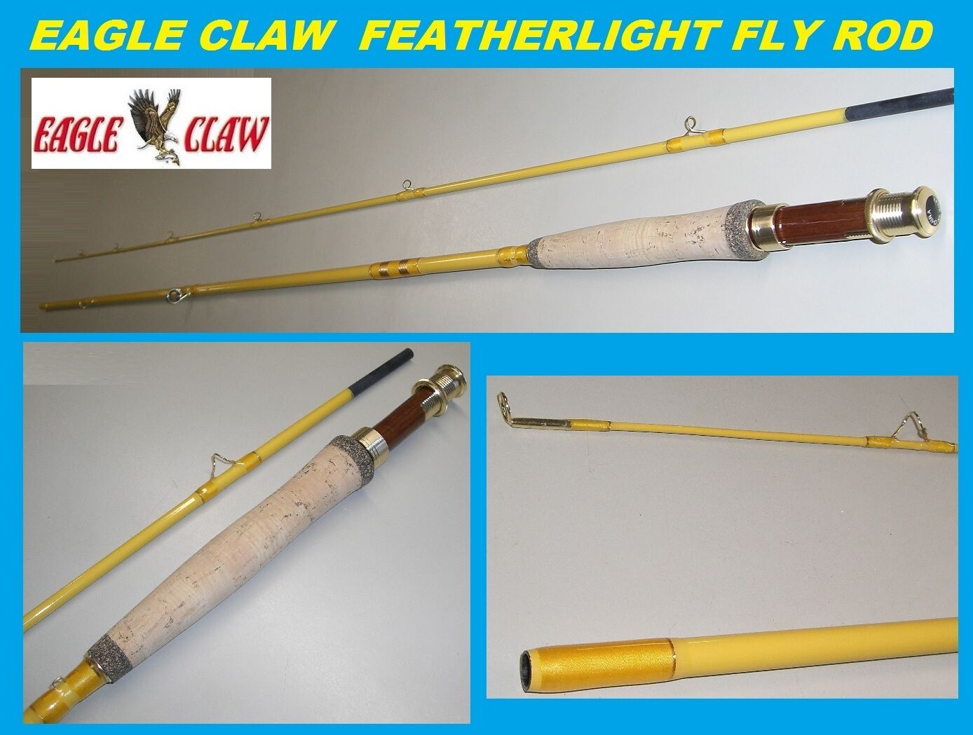 Eagle Claw Featherlight 4 Line Weight Fly Rod, 2 Piece (yellow, 7') #fl300-7
