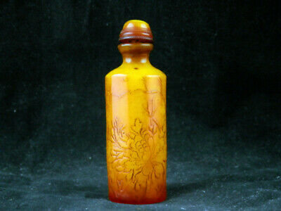 Beautiful Chinese Beeswax Hand Carved *flower* Snuff Bottle Uu122