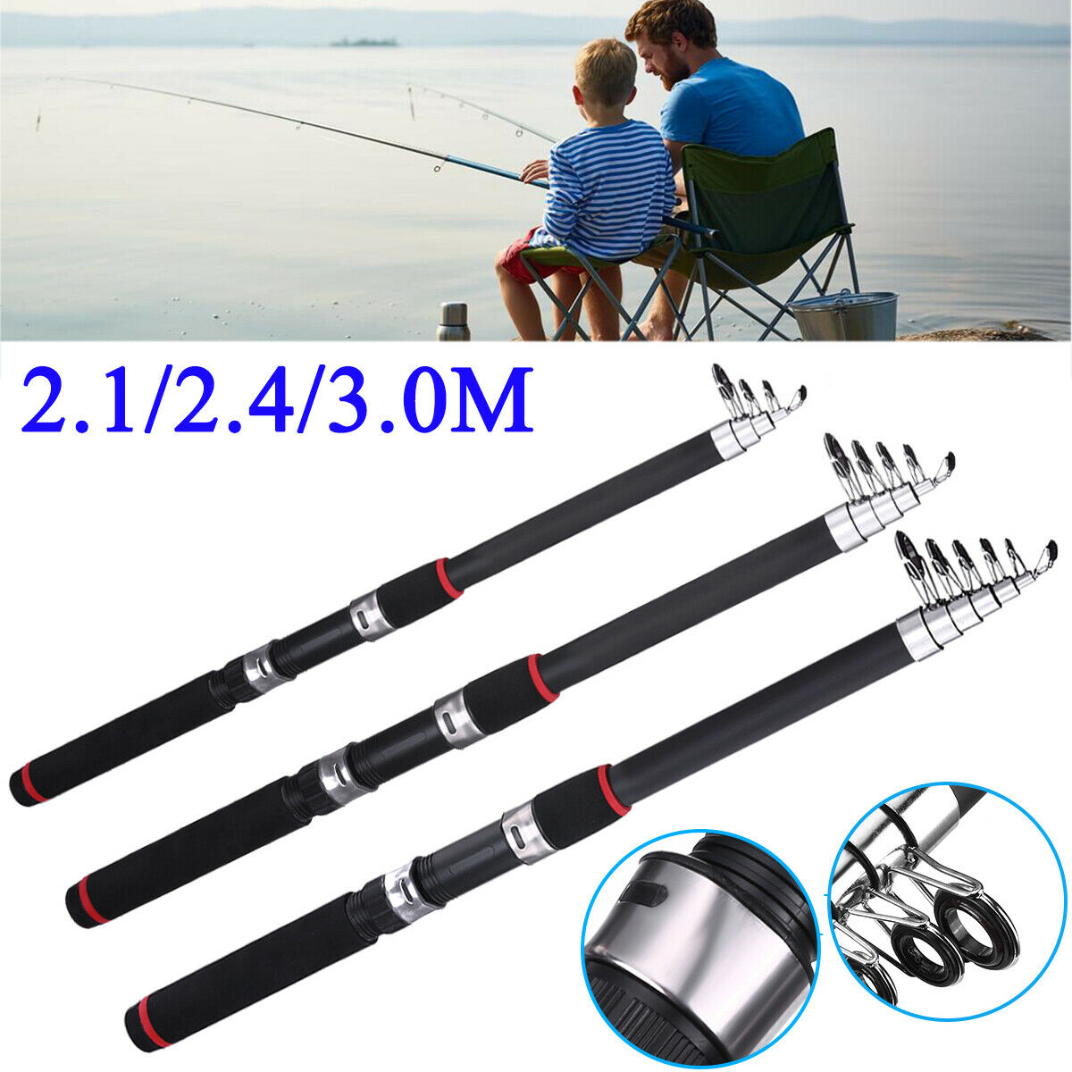 Portable Fishing Rod Ultralight Carbon Fiber Telescopic Sea Spinning Pole