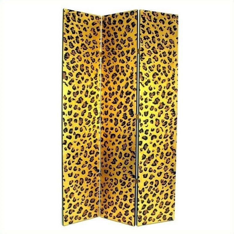 Wayborn Golden Cheetah Look Room Divider In Gold And Black