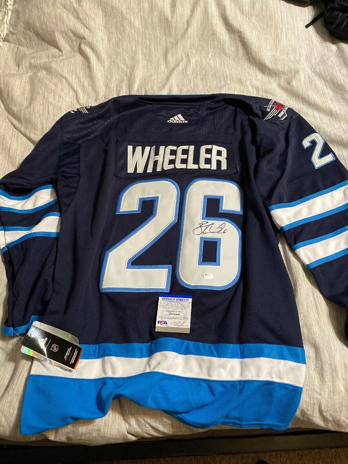 Blake Wheeler Signed Autographed Winnipeg Jets Blue Jersey Psa Coa