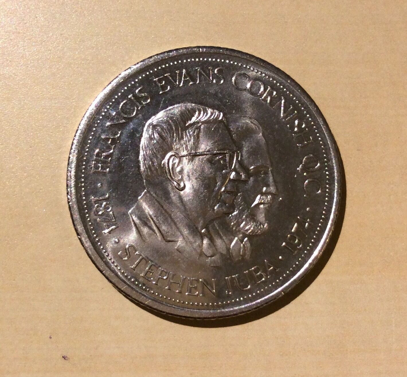 Winnipeg Centennial Dollar 1874 - 1974 Francis Cornish And Stephen Juba