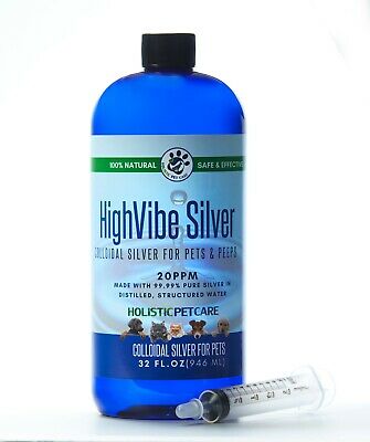 Colloidal Silver For Pets, Dogs, Cats, Birds 32 Oz. 20 Ppm