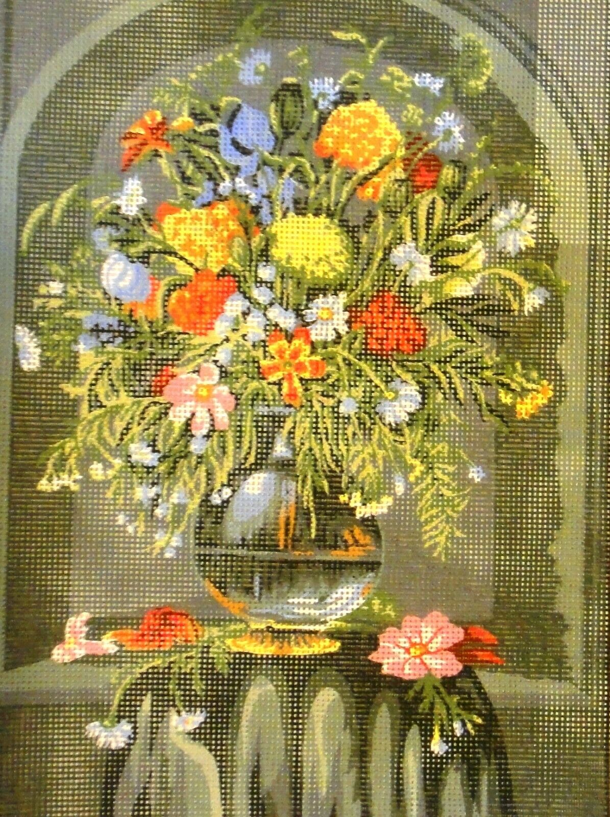 "bouquet" Printed Needlepoint Tapestry  Canvas Collection D'art 10441