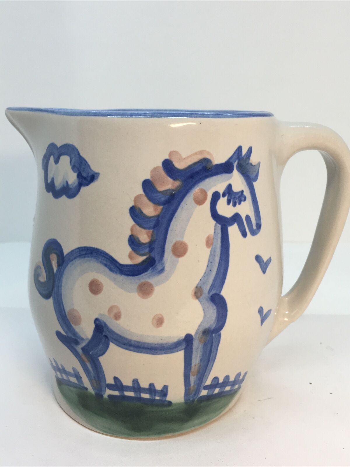 Ma Hadley Signed Studio Art Pottery Horse Pitcher  “the End” 5”