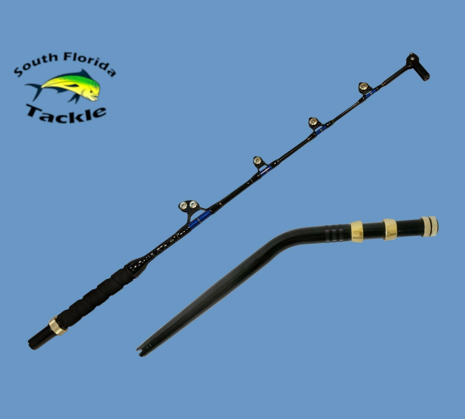 50-80 Lb 5' 6" Saltwater Trolling Fishing Rod With Bent Butt And Swivel Tip