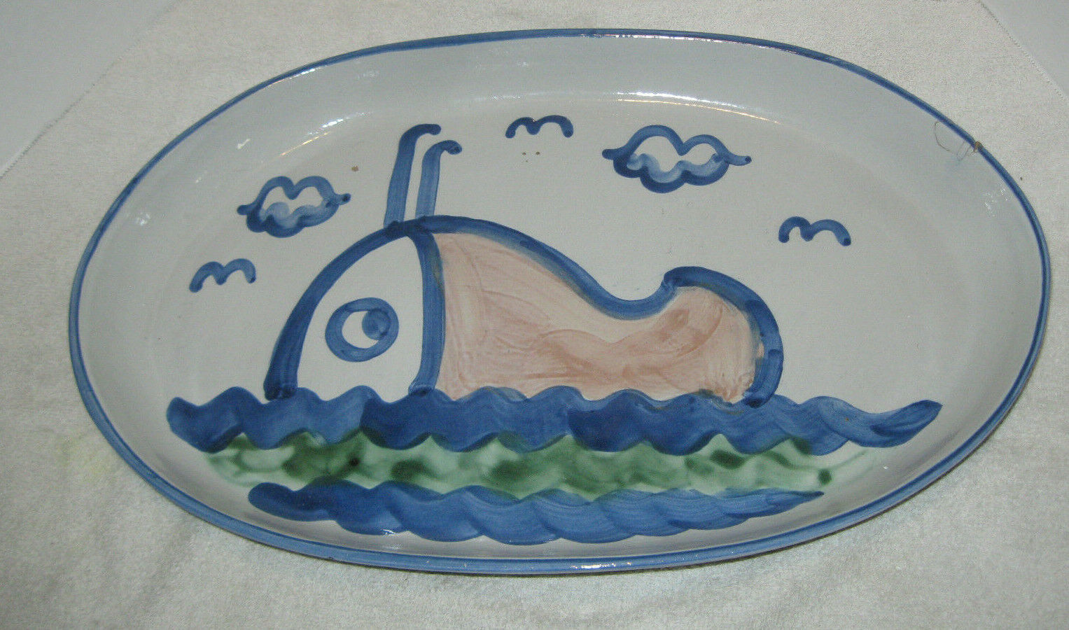 M.a. Hadley Nautical Whale Pottery Serving Platter 18 3/4" Long