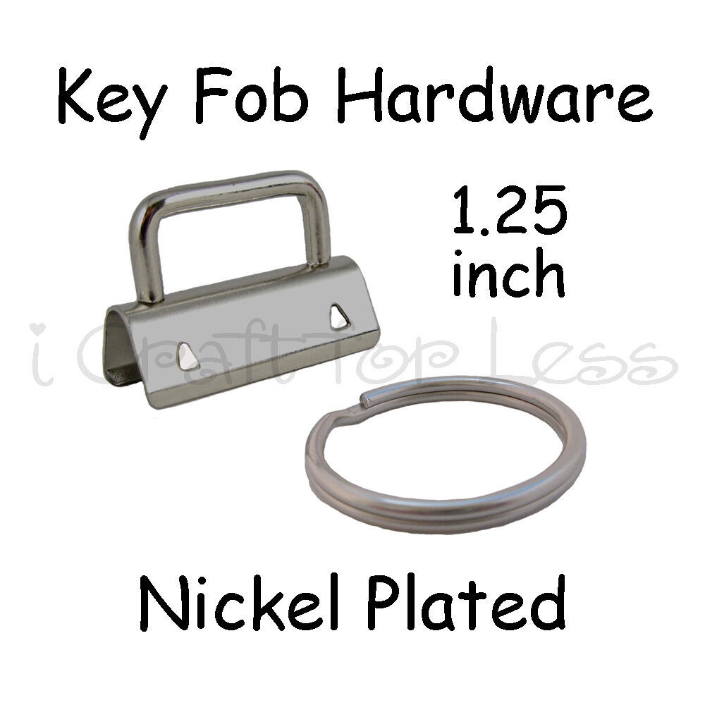 50 Key Fob Hardware W/ Key Rings Sets - 1.25" (32 Mm) Nickel Plated + Instruc.