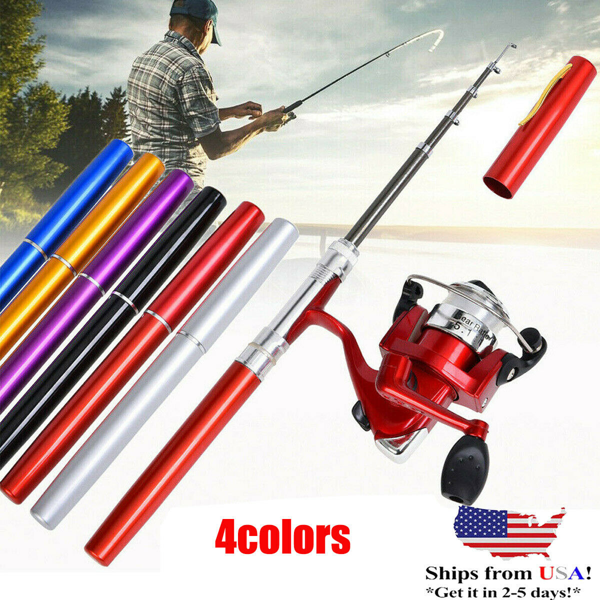 Telescopic Mini Portable Pocket Fish Aluminum Alloy Pen Fishing Rod Pole Reel