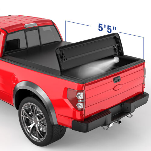 5.5ft 4-fold Truck Bed Tonneau Cover Soft Folding For 2015-2021 Ford F150