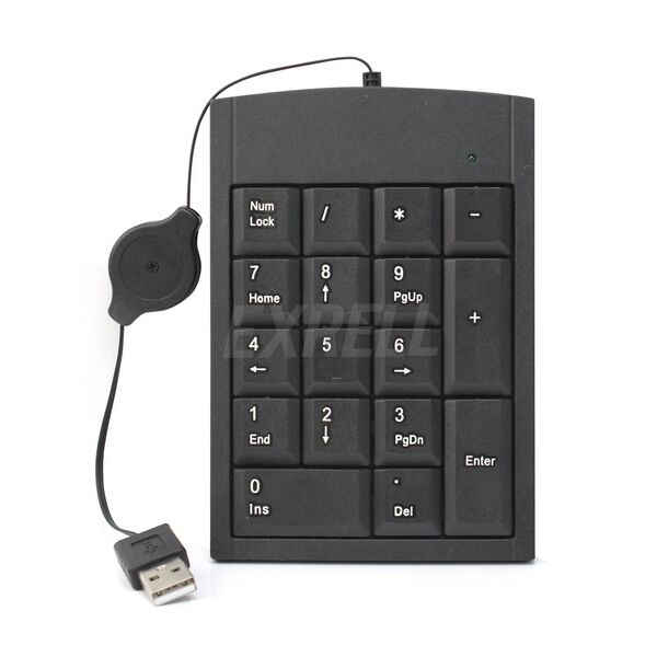 Numeric Keypad Number 17 Keys Pad Keyboard With Retractable Usb Cable For Laptop