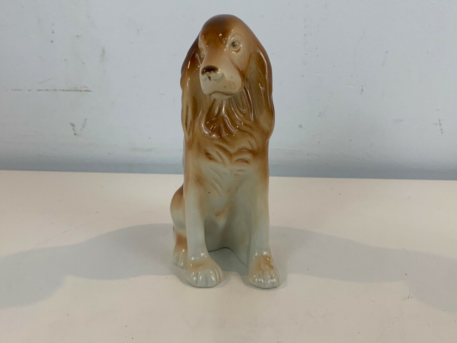 Vtg Royal Dux Porcelain Czech Bohemia Sitting Golden Retriever Dog Figurine