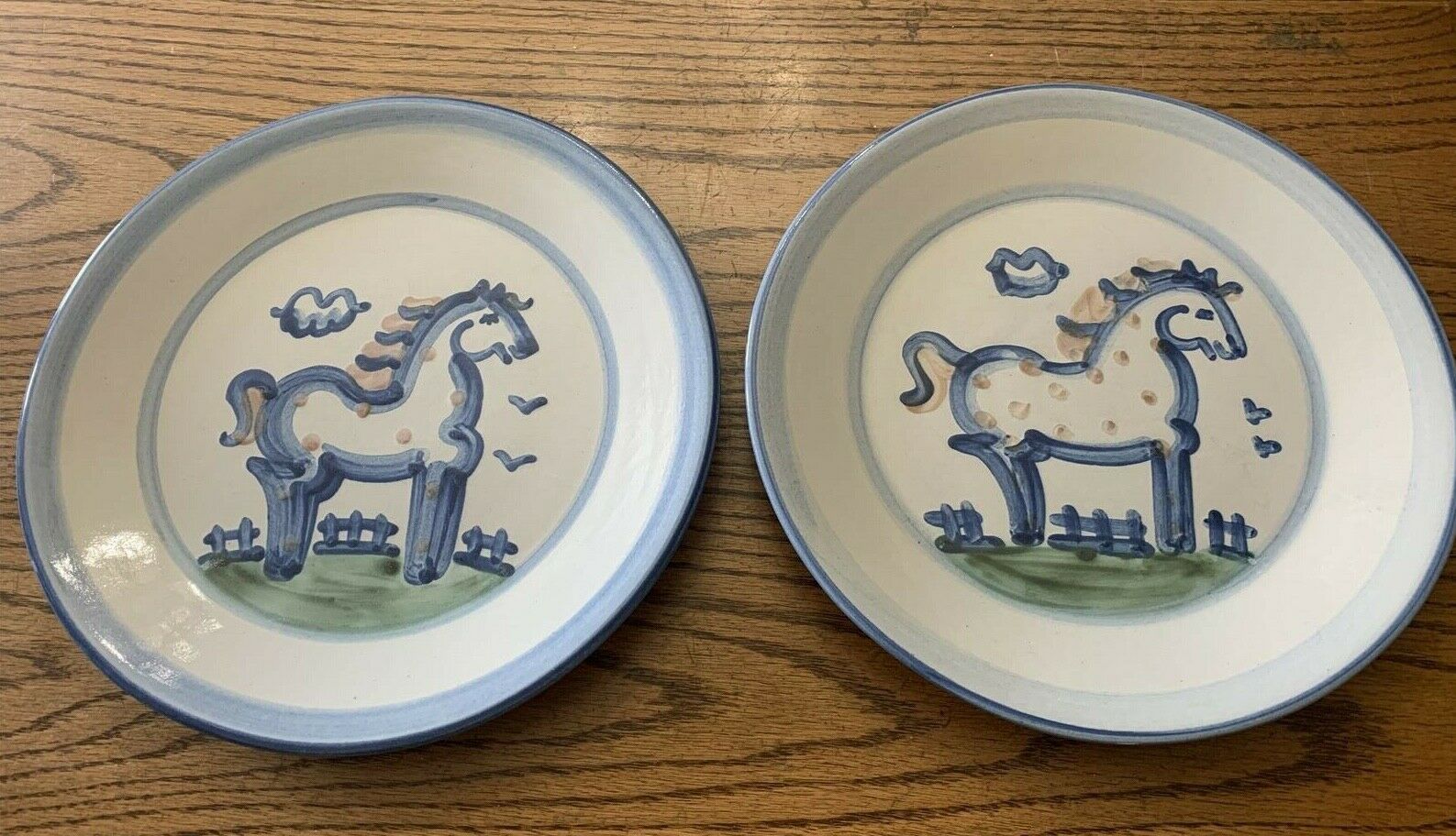 Ma Hadley Country Scene Blue 2 Dinner Plates Stoneware Dinnerware 10 3/4" W