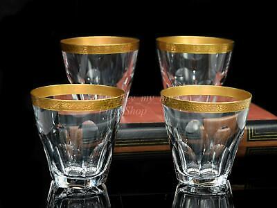 Vintage Moser Gold Gilt Whiskey Cognac Glass Set Of 4 - Faceted Glass Gold Trim