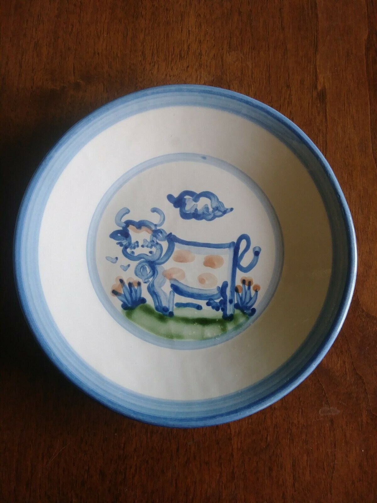 M.a. Hadley 9" Plate, Cow, Stoneware, Signed