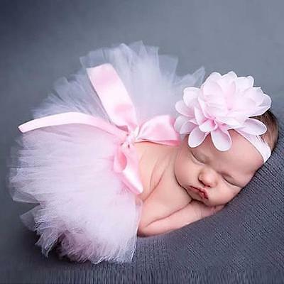 Newborn Headdress Headband Flower Tutu Skirt Baby Girls Photo Photography Outfit