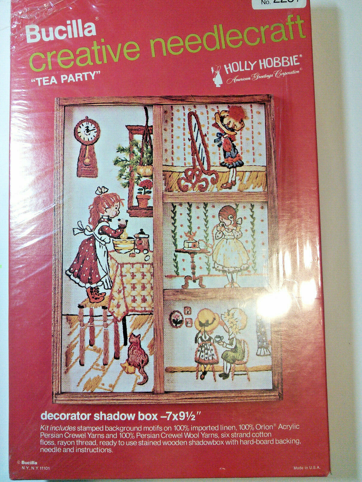 Bucilla Holly Hobbie "tea Party" Decorator Shadow Box Crewel Kit