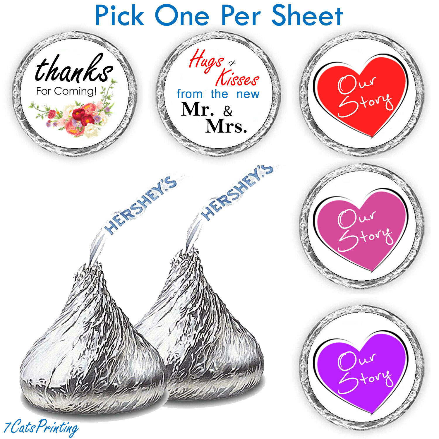Hot Wedding Decoration Party Favors (108) Fits Hershey Kisses Candy Stickers