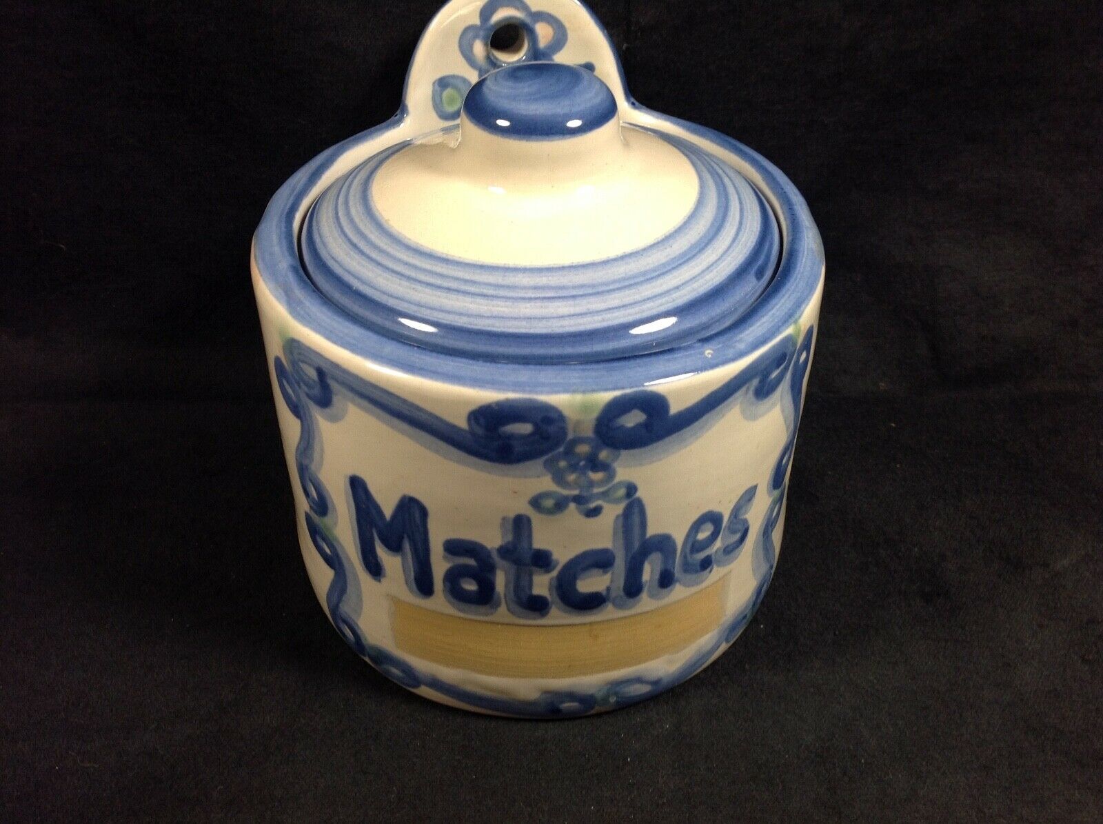M.a. Hadley Matches Canister Rare Pottery Very Heavy