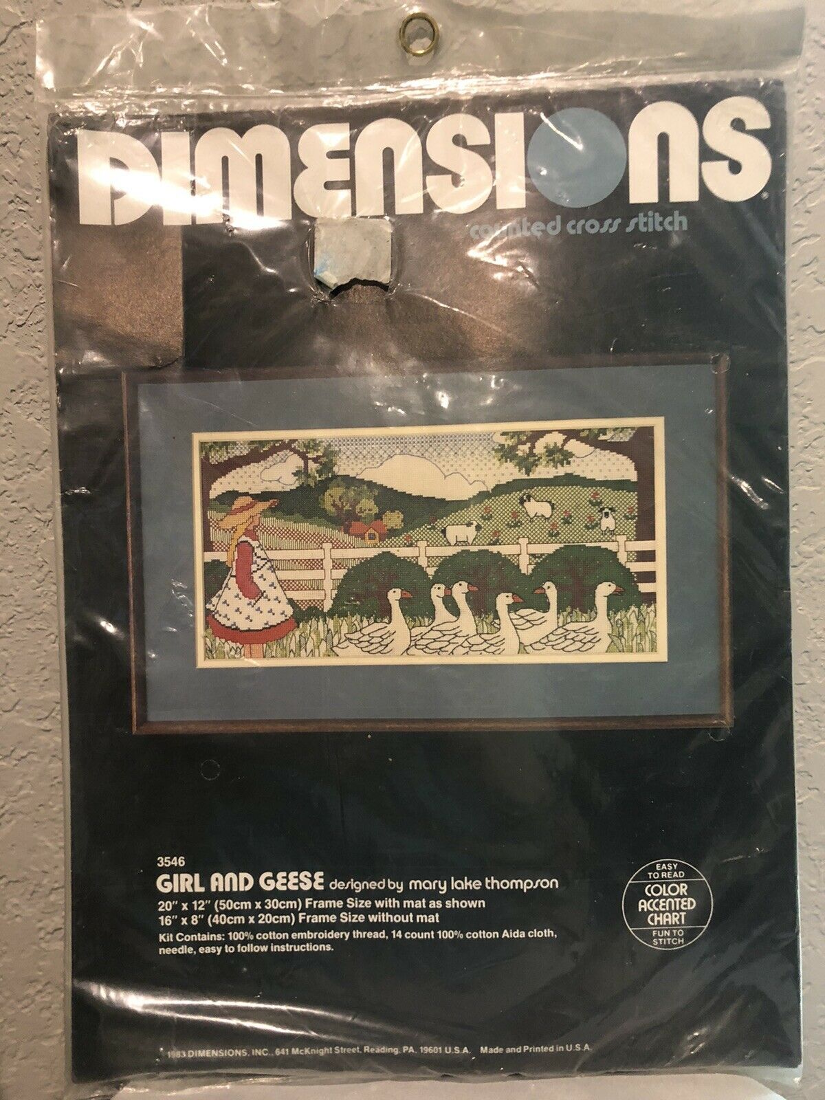 Vtg Sealed "girl And Geese"dimensions Mary Lake Thompson Needlepoint Kit  16x8”