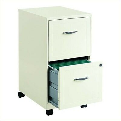 Space Solutions 18" 2 Drawer Mobile Smart Vertical File Cabinet Pearl White