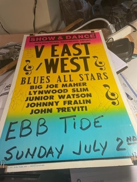 East West Blues All Stars Concert Poster Ebb Tide 1995 Signed 14x22