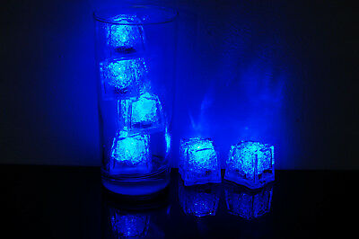 Set Of 6 Litecubes Brand 3 Mode Blue Light Up Led Ice Cubes