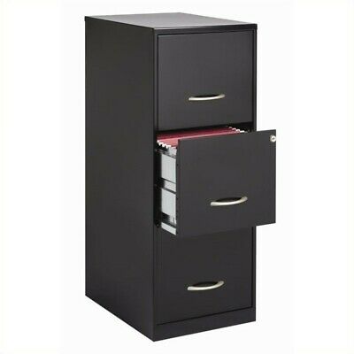 Space Solutions 3 Drawer Vertical File Cabinet With Lock Black