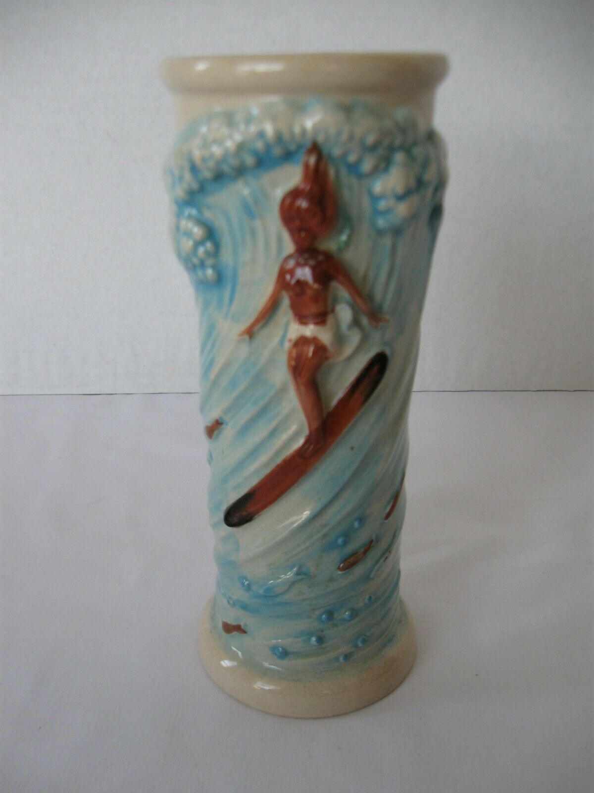 Otagiri Topless Hawaiian Girl Surfer Ceramic Vase