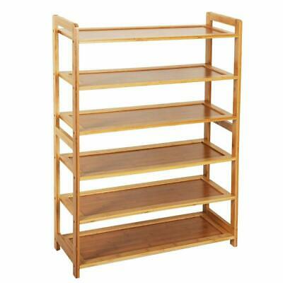 New Home 6 Tier Wood Shoes Cabinet Bamboo Dust-proof Racks Shelves Organisers Us