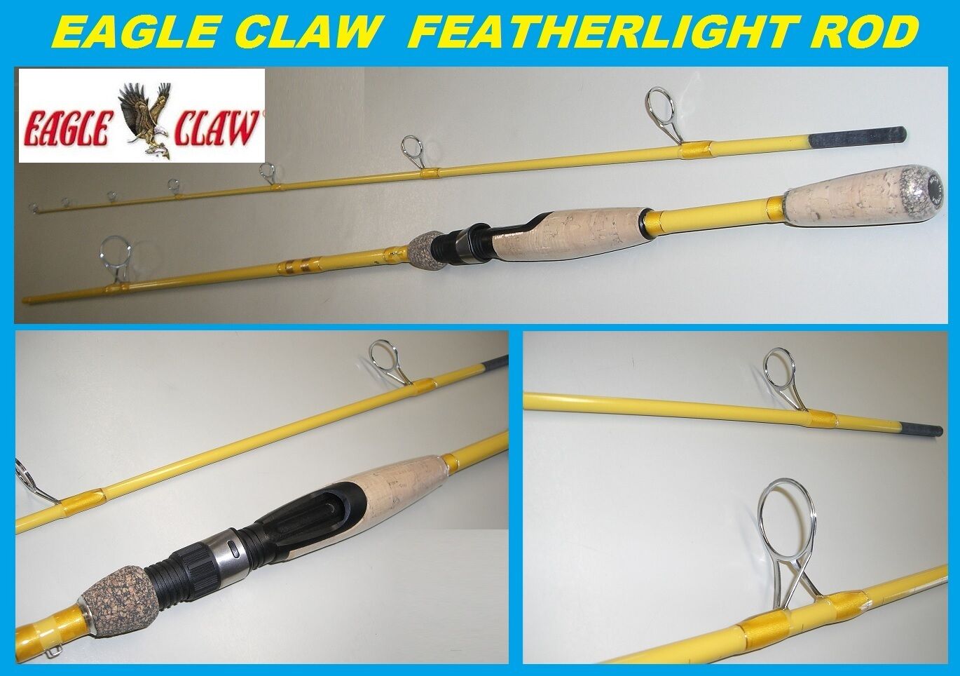 Eagle Claw Featherlight 7'-6" Fiberglass Spinning Rod #fl209-76 Free Usa Ship!