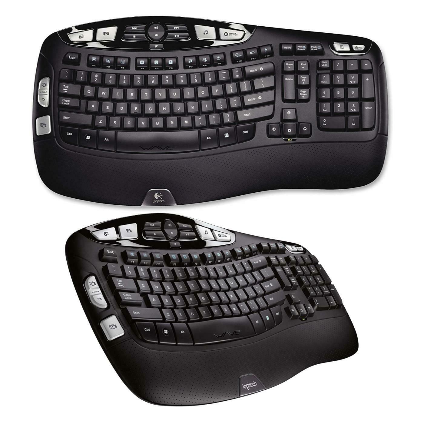 Logitech K350 Wireless Wave Keyboard With Unifying Wireless Technology - Black